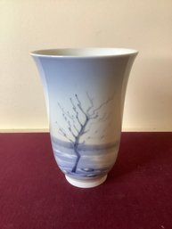 DENMARK HANDPAINTED BLUE AND WHITE TREE VASE