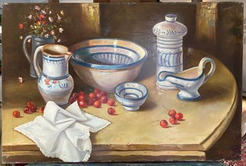 Oil On Canvas Still Life Signed Lower Right