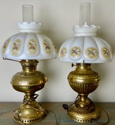 Vintage Brass Oil Lantern Electrified Hurricane Lamps (2)