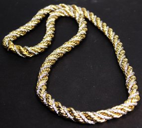 Grosse 1960 Gold Tone Christian Dior Elongated Gold Tone Silver Tone Fancy Chain Necklace 30'