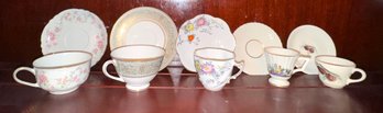 5 Sets- Fine/ Bone China Tea Cups & Saucers- Rosina And Royal Doulton/ England, Lenox, Hubsehenreuther