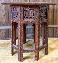 A Vintage Inlaid Brass Moroccan Side Table