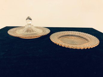 Pair Of Pink Depression Glass Plates