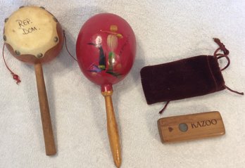 Set Of 3 Vintage Collectible Musical Instruments - H