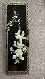 Asian Black Lacquer Mother-of-Pearl Art Panel