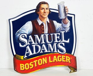 A Retro Samuel Adams Metal Beer Sign