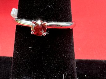 14K White Gold Red Enhanced Diamond Ring