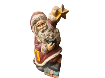 Antique Hand Painted Cast Iron Santa Claus Door Stop