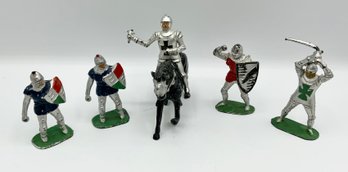 6 Vintage Barclay Knights ~ Made In England ~ One On Horseback