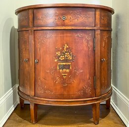 A Hand Painted Demi Lune Console By Ethan Allen