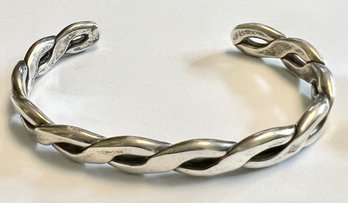 VINTAGE SOLID STERLING SILVER BRAIDED CUFF BRACELET