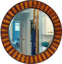 A Vintage Bamboo Framed Beveled Mirror