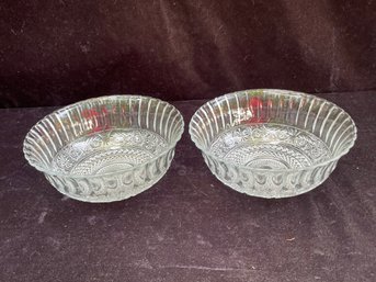 Vintage Kig Malaysia Clear Glass Serving Bowls