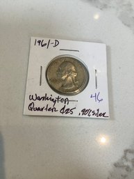 1961 D Washington Quarters .90 Silver 126
