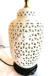 Ivory Reticulated Asian Table Lamp