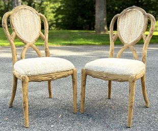 A Pair Of Vintage Mid Century Faux Bois Side Chairs