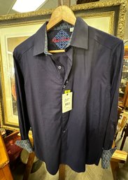 Unworn With Tag - Robert Graham Shirt - Classic Fit Size S - Style Teardrops - Color Navy - Made In India.