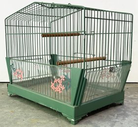 A Vintage Art Deco Metal Bird Cage