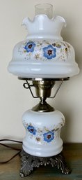 Vintage Blue Floral Hurricane Lamp