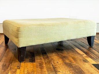 A Large Coffee Table In Crisp Linen, Possibly Pottery Barn