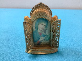 Travel Size Madonna And Child Triptych Alter Made In Japan