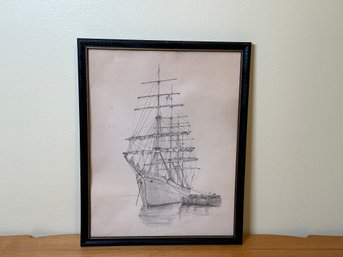 Vintage William B Morris Ship Sketch Print