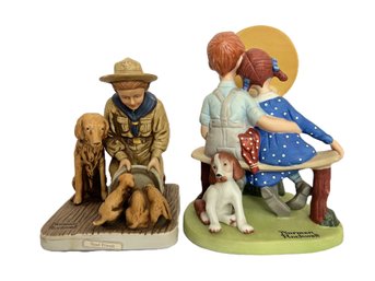 Duo Of Norman Rockwell Porcelain Figurines 'Good Friends' & 'Young Love'