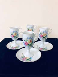 Delicate Tea Cup And Saucer Set, Pink And Cream Roses