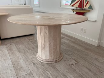 2pc Round Solid Marble Dining Table - 49.5' Diameter - Top Lifts Off Originally From The UK
