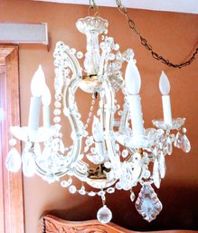 Crystal Candelabra Electrified Chandelier With 6 Candle Lights