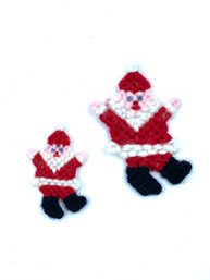 Vintage Pair Of Handmade Santa Magnets