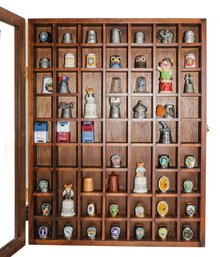 Case With 51 Mix Themed Thimbles Such As Advertising, Asian Cloisonne, U.S. Mail Post, Pewter, And Much More