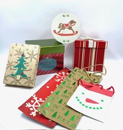 Vintage Assortment Of Holiday Gift Boxes & Bags