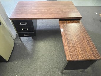 Split Level Steel Office Desk With Filing Cabinet