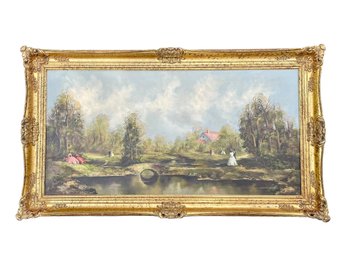 Welcome To Bridgerton! Large Original Oil Painting In An Ornate Gilded Frame - Signed Andre