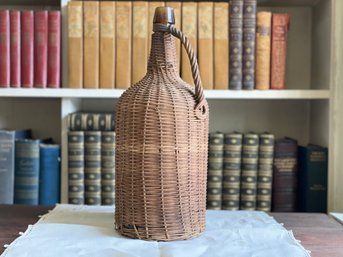 Antique Large Wicker Wrapped Demijohn