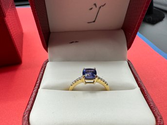 18K Yellow Gold Setting With AAA Tanzanite & Diamonds