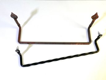 Two Vintage Wrought Iron Towel Rods