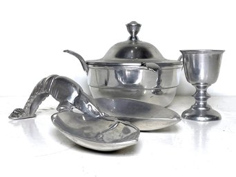 Polished Alloy Armetale Serving Ware - Lobster Form Dish, Tureen, And More