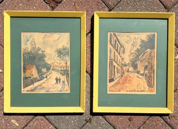 A Pair Of Vintage Mid Century Parisian Travel Prints