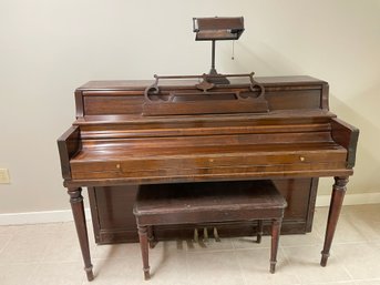 Vintage Wurlitzer Upright Piano With Bench.