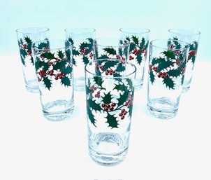 Vintage Holly Tumblers By Libbey