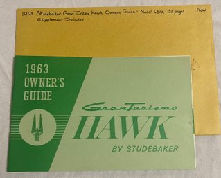 1963 Studebaker Gran Turismo Hawk Owners Guide Model 63VK