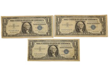 1957, 1957-A, 1957-B One Dollar Banknotes With Blue Seal