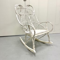 A Rustic Antique Adirondack Twig Rocker - Painted White