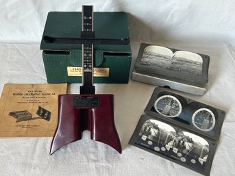 Circa 1930 KEYSTONE STEREOSCOPE With Box, Paperwork And Stereo-view Card Set