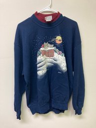 Vintage Christmas Themed Sweatshirt Of Two Cats In Chimney