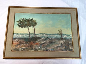 Ocean Breeze Scene Painting On Canvas Signed Peth? 28x21 Framed