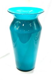 Vintage Teal Cased Glass Vase