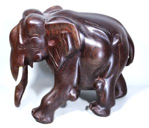 Super Large And Hand Carved Lignum Vite Wood Figure Of Elephant